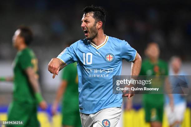 Tolgay Arslan of Melbourne City celebrates scoring a goal during the AFC Champions League Group H match between Melbourne City and Zhejiang FC at...
