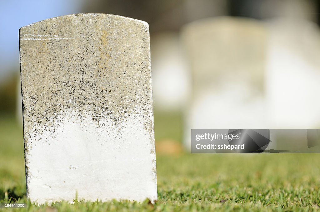 Close up of old blank tombstone