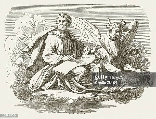 luke the evangelist, wood engraving, published in 1877 - st luke's stock illustrations