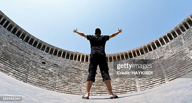 actor saluting to amphitheater - actor stock pictures, royalty-free photos & images