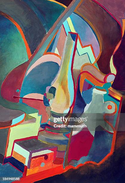 abstract painting - cubism stock illustrations