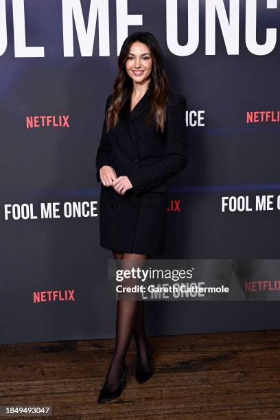 Michelle Keegan attends the "Fool Me Once" photocall at Soho Hotel on December 12, 2023 in London, England.
