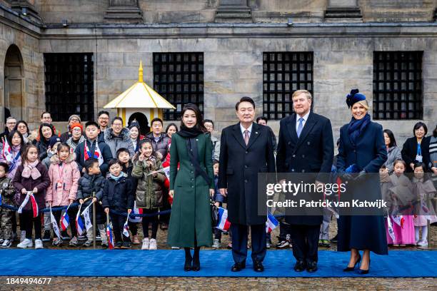 King Willem-Alexander of The Netherlands and Queen Maxima of The Netherlands welcome President of South Korea Yoon Suk Yeo and his wife Kim Keon Hee...