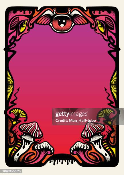 psychedelic poster, blank design - film festival stock illustrations