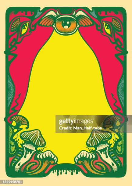 ilustraciones, imágenes clip art, dibujos animados e iconos de stock de póster psicodélico, diseño en blanco - 60s cartoons