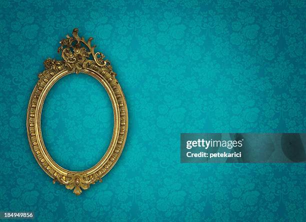 ornate picture frame - antique mirror stock pictures, royalty-free photos & images