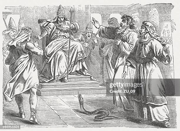 ilustraciones, imágenes clip art, dibujos animados e iconos de stock de moisés y faraón aaron antes de la emigración, (7 de 10 - faraón