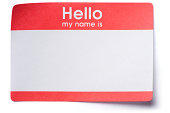 Hello Name Tag Sticker Isolated on White Background