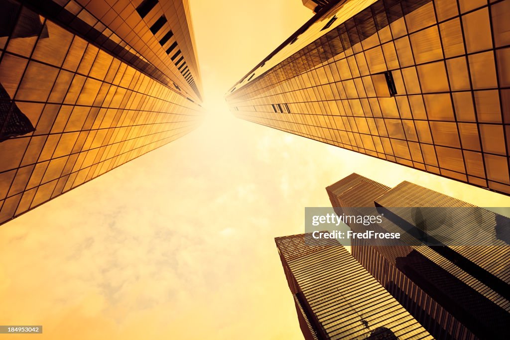 Modern skyscraper against Sunlight