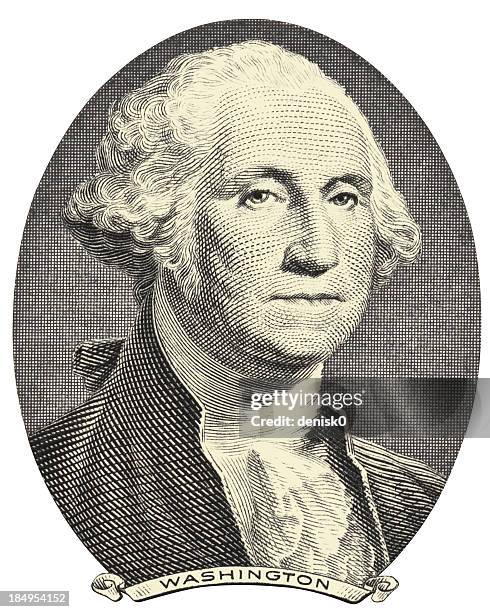 stockillustraties, clipart, cartoons en iconen met old image of george washington on a white background - eén dollar