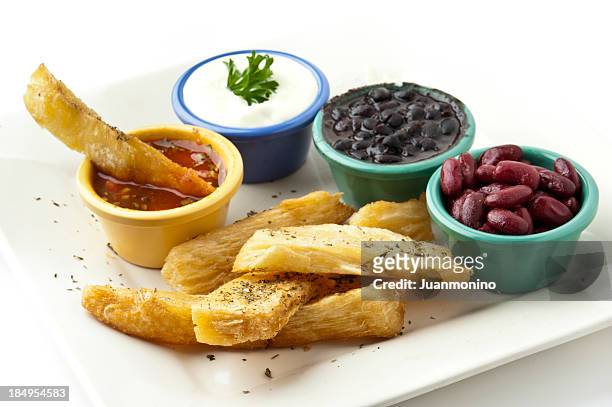 fried yucca snack - yucca stock pictures, royalty-free photos & images