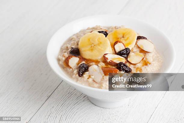 healthy breakfast - oatmeal stock pictures, royalty-free photos & images