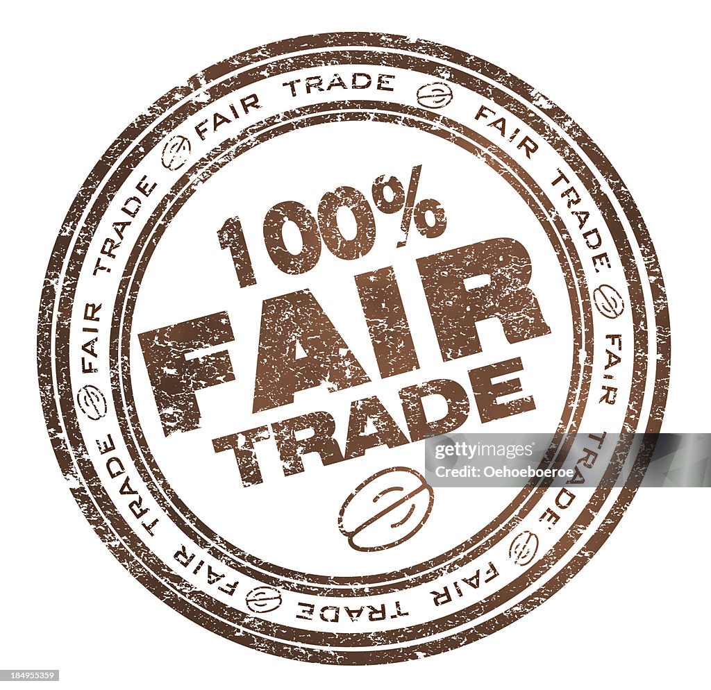 Jeder Stempel mit text 100% Fair Trade