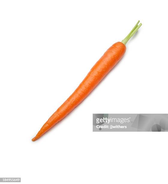 single carrot photographed diagonally - carrot isolated stock pictures, royalty-free photos & images