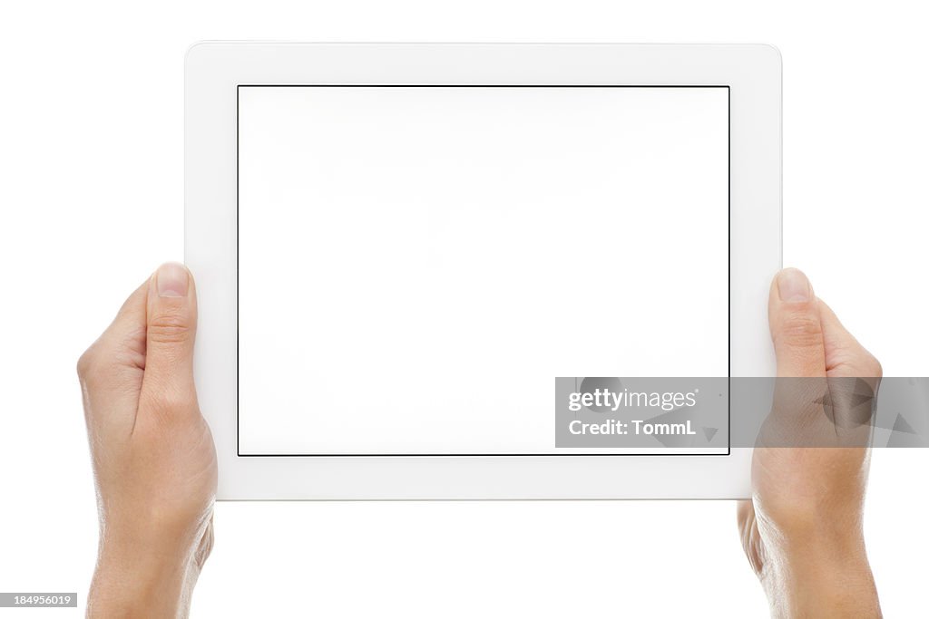 Hand Holding Digital Tablet