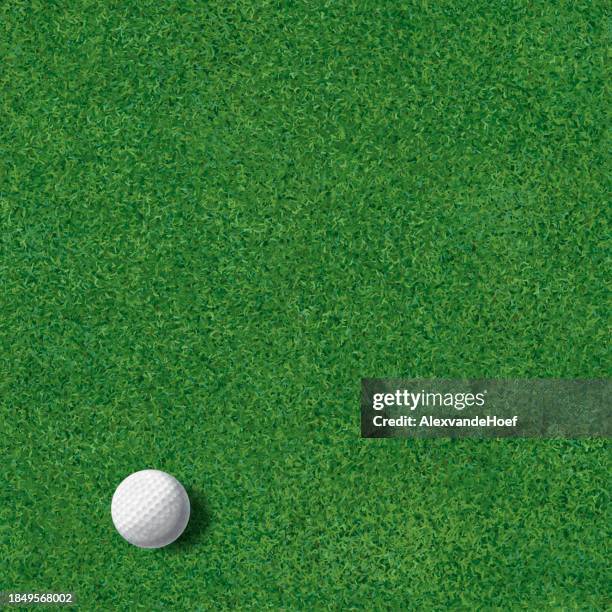 ilustraciones, imágenes clip art, dibujos animados e iconos de stock de golfball sobre hierba - green de golf