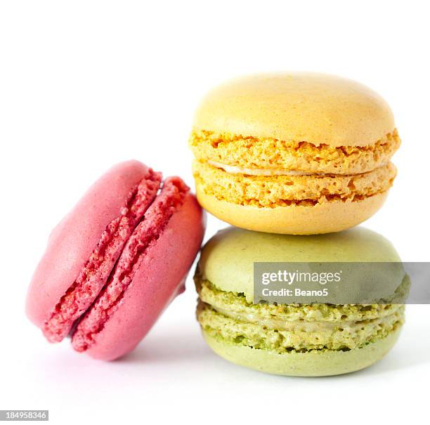 three macaron - macarons stock pictures, royalty-free photos & images