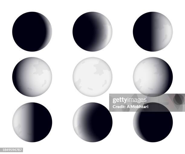 moon phase, step by step. - gibbous moon stock illustrations