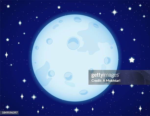 moon in the starry sky. - moon surface stock illustrations