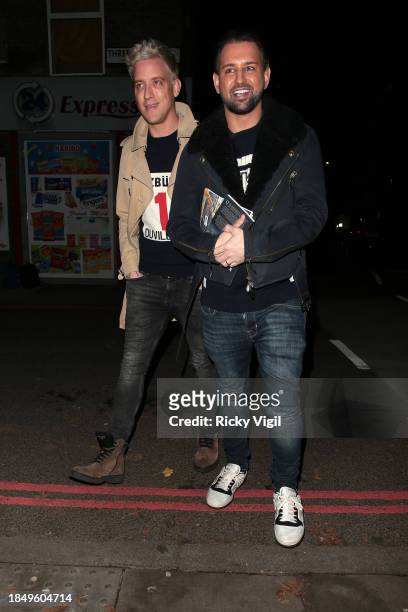 Gareth and Ollie Locke seen attending Children with Cancer Christmas Quiz at The Kings Arms on December 11, 2023 in London, England.