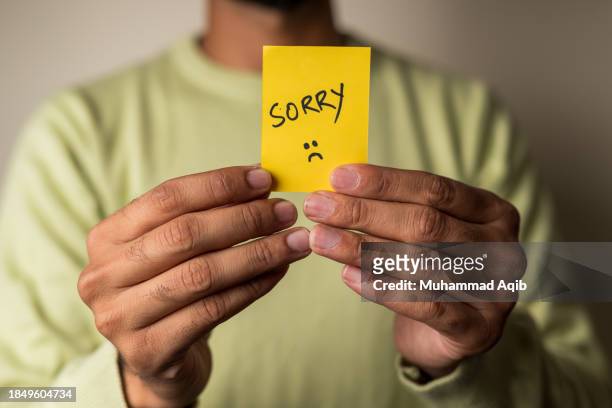 yellow sticky note with sorry - yellow card sport symbol stock pictures, royalty-free photos & images