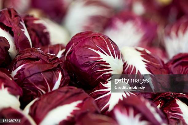fresh chicory on marketplace - radicchio stock pictures, royalty-free photos & images