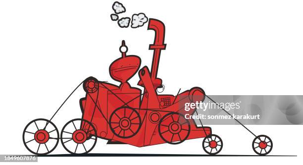 cute interesting steam locomotive machine - steam engine stock illustrations