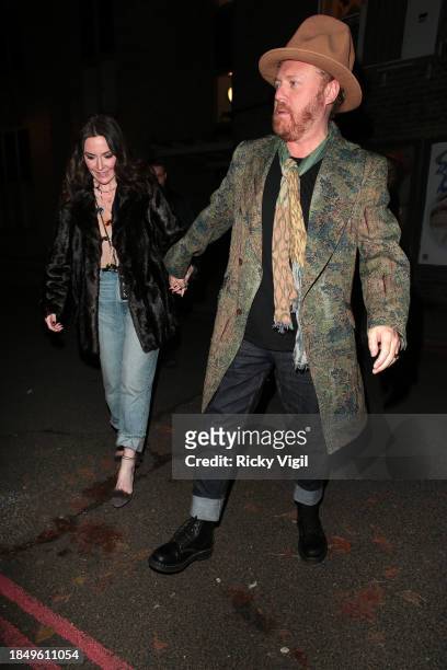Jill Carter and Leigh Francis seen attending Children with Cancer Christmas Quiz at The Kings Arms on December 11, 2023 in London, England.
