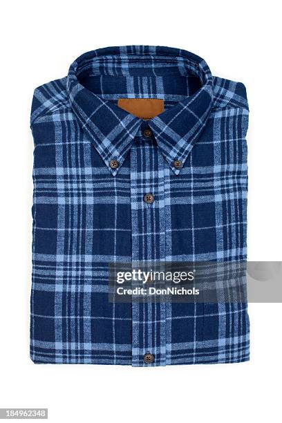 blue flannel shirt - blue shirt stockfoto's en -beelden