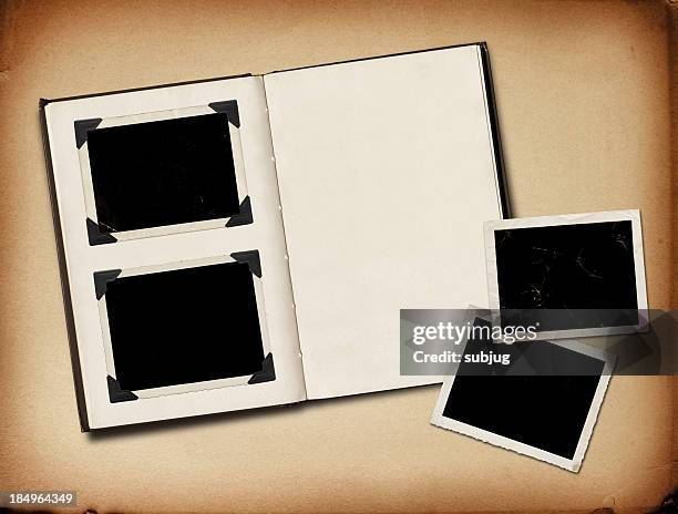 grungy photo album - blank photo album stock pictures, royalty-free photos & images