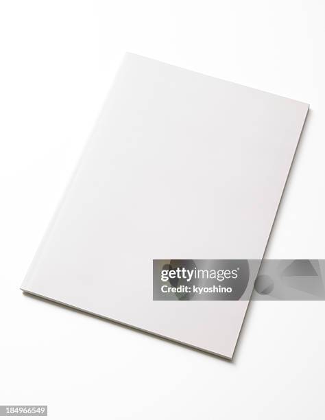 isolated shot of closed blank magazine on white background - blank book stock pictures, royalty-free photos & images