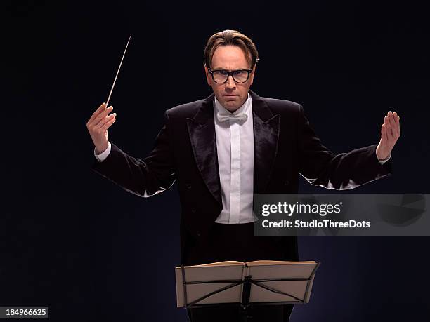 conductor - conductor leading orchestra stock-fotos und bilder