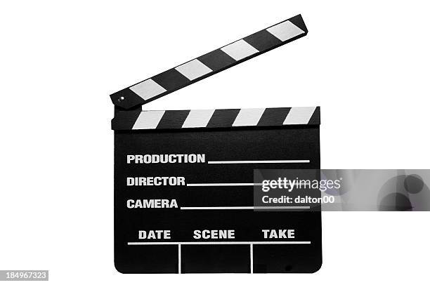 piece of directing equipment that signifies action and cut - film slate stock pictures, royalty-free photos & images