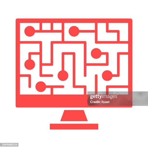 integrated workstation icon - science technology engineering math stock illustrations