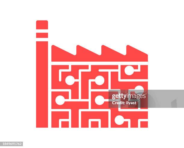 integrated factory icon - product engineering services stock illustrations