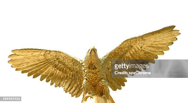 golden eagle - gold statue stock pictures, royalty-free photos & images