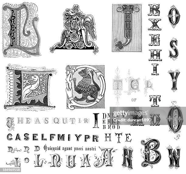 illustrations, cliparts, dessins animés et icônes de des lettres de l'alphabet rétro - lettre de lalphabet