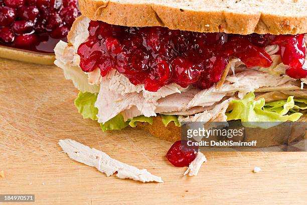 turkey and cranberry sandwich - leftover bildbanksfoton och bilder