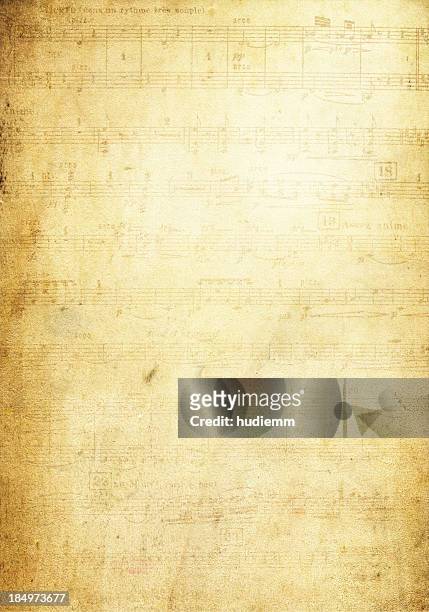grunge musical note page background textured - sheet music stock pictures, royalty-free photos & images