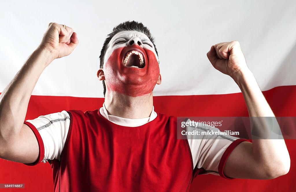 Sports fan is screaming and cheering