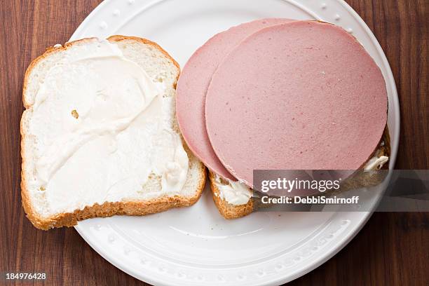 bologna sandwich - bologna sandwich stock pictures, royalty-free photos & images
