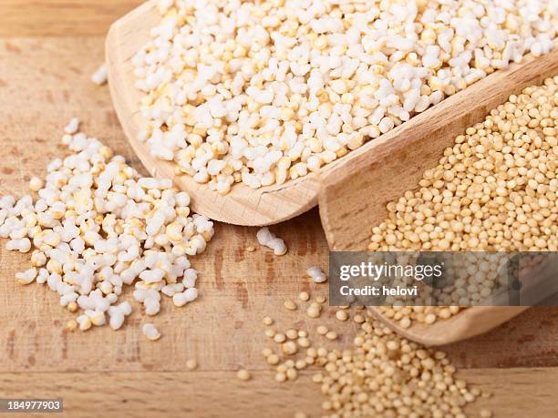 amaranth sead and popped - abyssinica stock pictures, royalty-free photos & images
