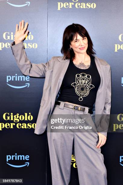 Asia Argento attend a photocall for the movie "Gigolò Per Caso" at Cinema Quattro Fontane on December 12, 2023 in Rome, Italy.