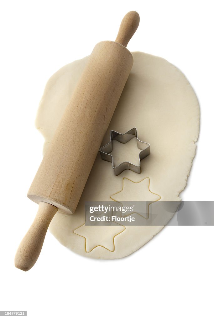 Baking Ingredients: Dough, Pastry Cutter and Rolling Pin