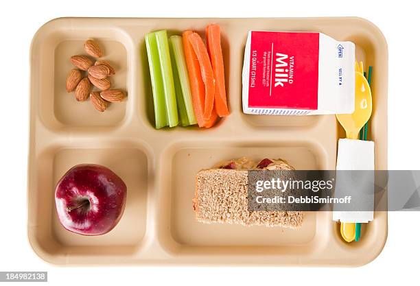 healthy school lunch - lunch tray stock pictures, royalty-free photos & images