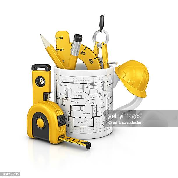 architecture mug - hard hat white background stock pictures, royalty-free photos & images