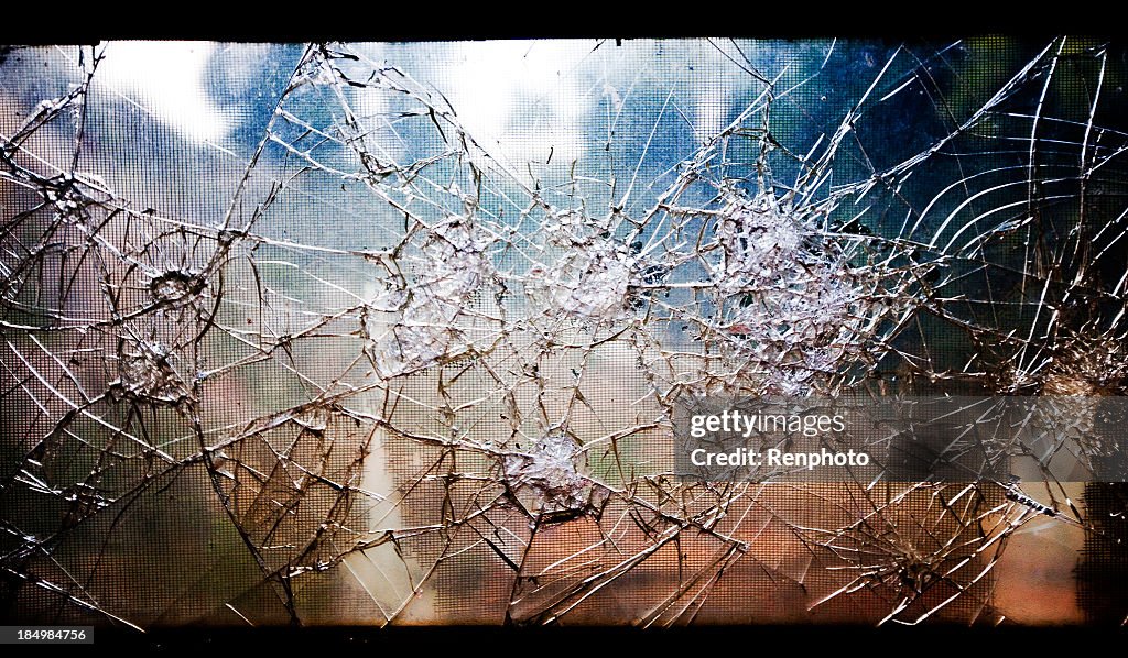 Old Broken Glass Window