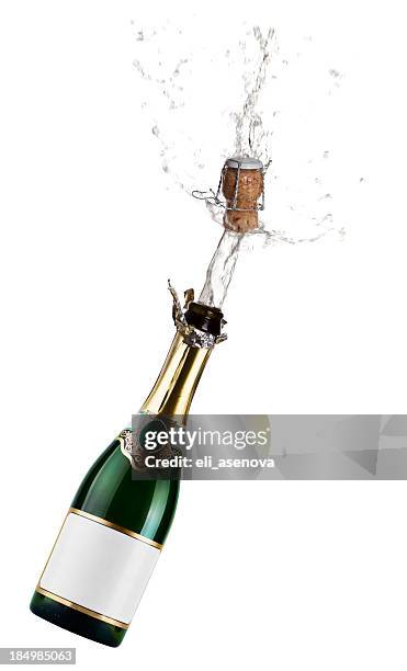 champagne exsplosion - champagne bottle popping stock pictures, royalty-free photos & images