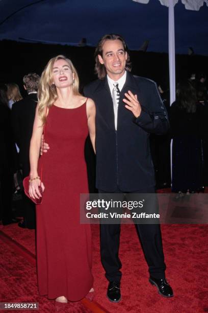 American actress Eileen Davidson and American actor Jon Lindstrom attend the 22nd Annual People's Choice Awards, held at Universal Studios in Los...