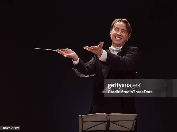 conductor - conductor leading orchestra stock-fotos und bilder